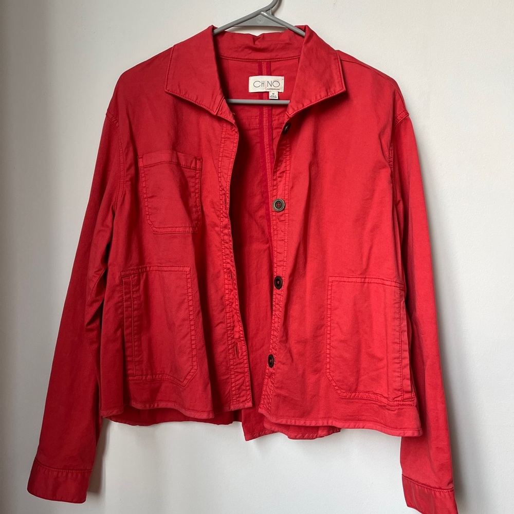 Anthropologie Chino Red Crop Swing Jacket Size Medium - Picture 3 of 6